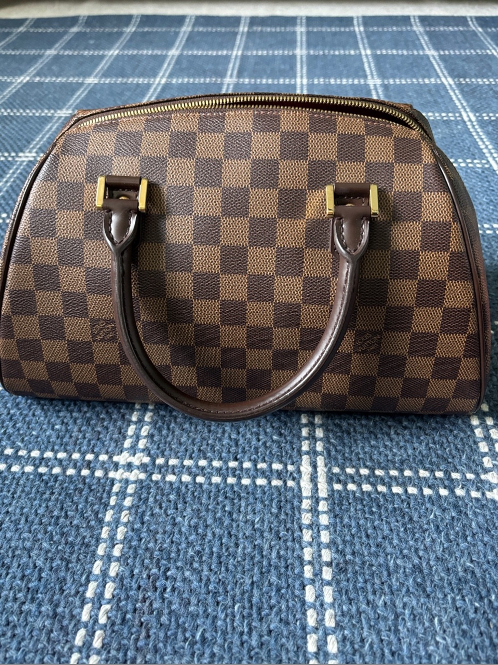 Louis Vuitton Brown Damier ébène Ribera Handbag with Gold Hardware